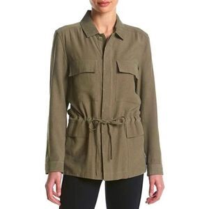 Max Studios Olive Green Soft Twill Utility Jacket Shacket